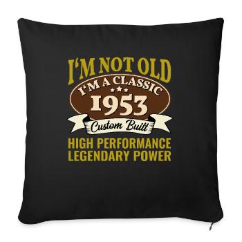 72ème anniversaire voiture classique millésime 1953 72 ans - Housse de coussin décorative 45 x 45 cm - noir - Devant