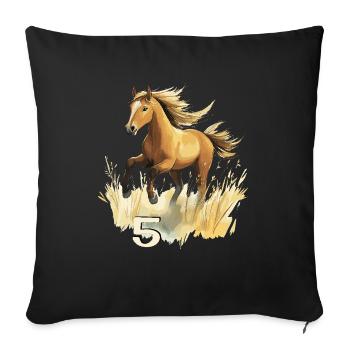 Horse Horses Riding Rider Birthday 05 Years - Sofa pillowcase 17,3'' x 17,3'' (45 x 45 cm) - black - Front