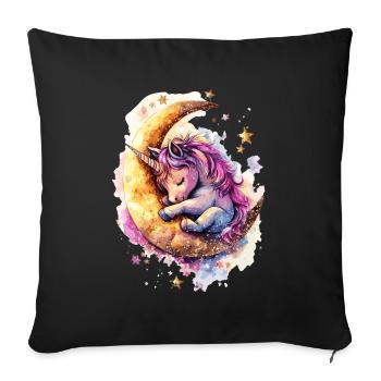 Cheval Chevaux Licorne Mignon Licorne Cavalier - Housse de coussin décorative 45 x 45 cm - noir - Devant
