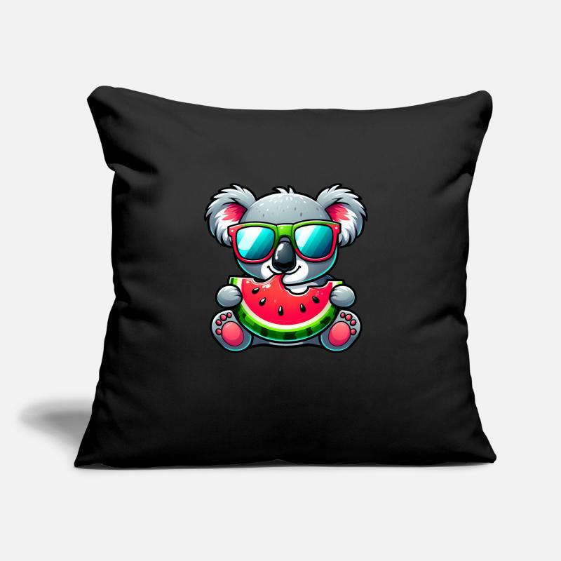 Motif d’été de pastèque Koala Housse de coussin décorative 45 x 45 cm