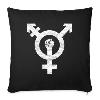 TRANSGENDER SYMBOL MIT FAUST USED LOOK - Sofakissenbezug 45 x 45 cm - Schwarz - Vorne