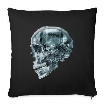 Crâne à rayons X de football américain - Housse de coussin décorative 45 x 45 cm - noir - Devant