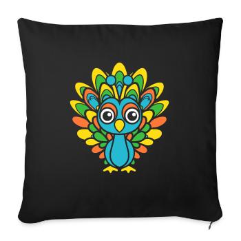paon - Housse de coussin décorative 45 x 45 cm - noir - Devant