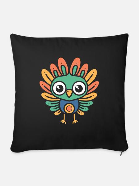 Pfau - Sofakissenbezug 45 x 45 cm - Schwarz