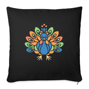 paon - Housse de coussin décorative 45 x 45 cm - noir - Devant