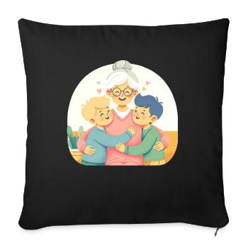 L’étreinte de joie pure de grand-mère - Housse de coussin décorative 45 x 45 cm - noir - Devant