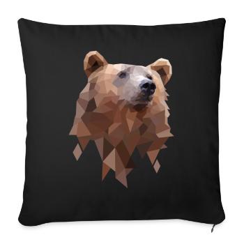Polygone Bear Design - Ours Géométrie Illustration - Housse de coussin décorative 45 x 45 cm - noir - Devant