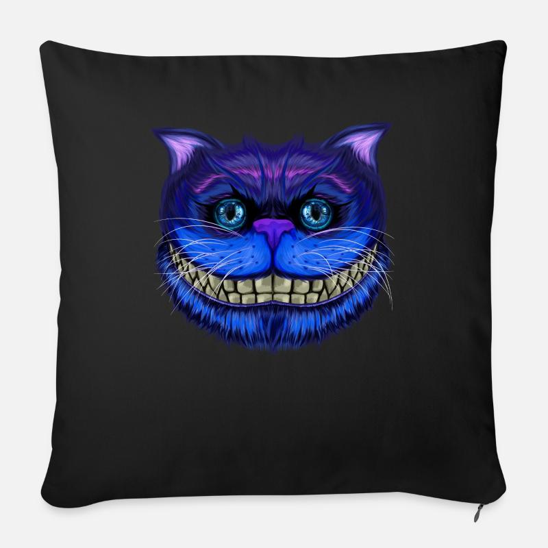 Katzengesicht Grinsende Katze Wunderland Geschenk - Sofakissenbezug 45 x 45 cm - Schwarz