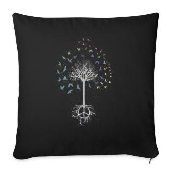 Arbre de paix signe colombe cadeau d'environnement - Housse de coussin décorative 45 x 45 cm - noir - Devant