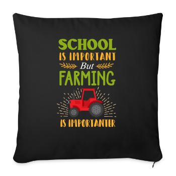 L'agriculture est plus importante que le cadeau pour les enfants des fermiers de l'école - Housse de coussin décorative 45 x 45 cm - noir - Devant