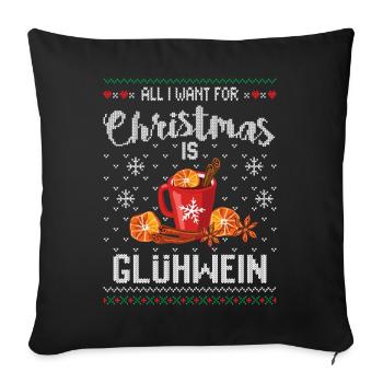 Laid noël vin chaud noël drôle - Housse de coussin décorative 45 x 45 cm - noir - Devant