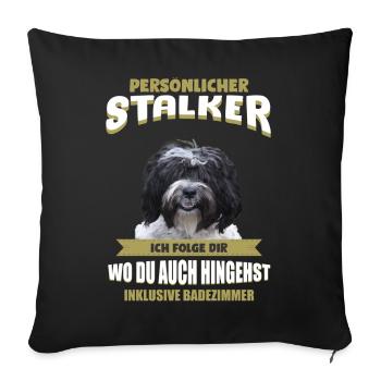 Tibet Terrier Tshirt - Tibet Terrier Hund Shirt - Sofakissenbezug 45 x 45 cm - Schwarz - Vorne