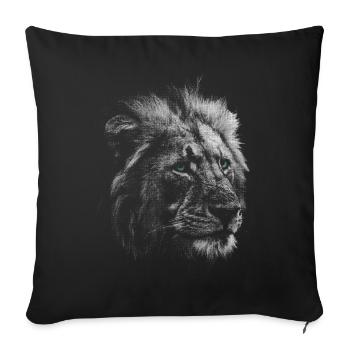 Tête de lion lion aux yeux turquoise - Housse de coussin décorative 45 x 45 cm - noir - Devant