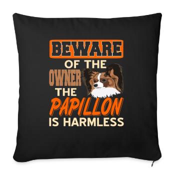 Attention au propriétaire, le Papillon est harml - Housse de coussin décorative 45 x 45 cm - noir - Devant