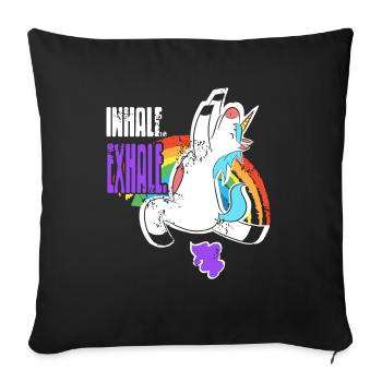 Inhalez Expire Licorne Pet Rainbow Fart - Housse de coussin décorative 45 x 45 cm - noir - Devant