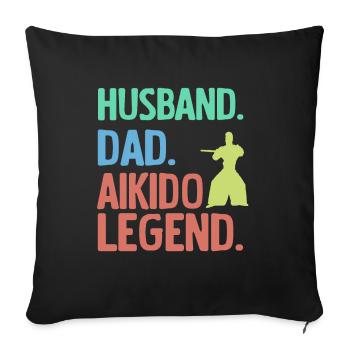 Mari Père Aïkido Légende - Housse de coussin décorative 45 x 45 cm - noir - Devant