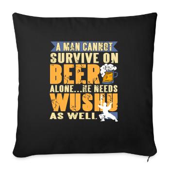 A man can't just live on beer - Sofa pillowcase 17,3'' x 17,3'' (45 x 45 cm) - black - Front