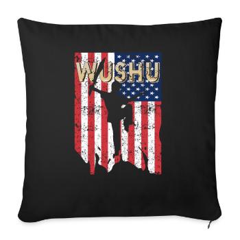 États-Unis USA Wushu - Housse de coussin décorative 45 x 45 cm - noir - Devant