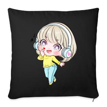 Kpop Anime Mädchen Finger Herz Saranghae Kawaii - Sofakissenbezug 45 x 45 cm - Schwarz - Vorne