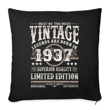 Les légendes sont nées en 1937 - Housse de coussin décorative 45 x 45 cm - noir - Devant