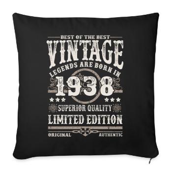 Legends are born in 1938 - Sofa pillowcase 17,3'' x 17,3'' (45 x 45 cm) - black - Front