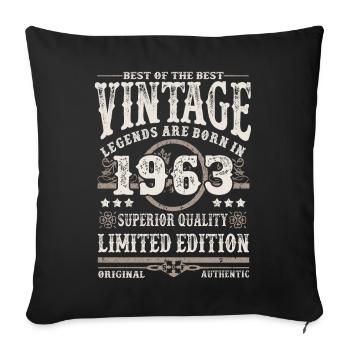 Les légendes sont nées en 1963 - Housse de coussin décorative 45 x 45 cm - noir - Devant
