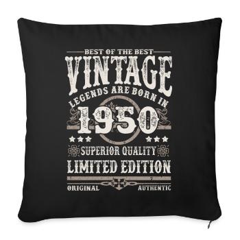 Legends are born in 1950 - Sofa pillowcase 17,3'' x 17,3'' (45 x 45 cm) - black - Front