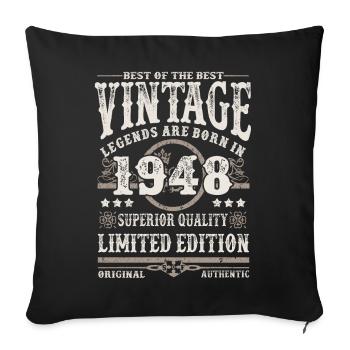 Legends are born in 1948 - Sofa pillowcase 17,3'' x 17,3'' (45 x 45 cm) - black - Front