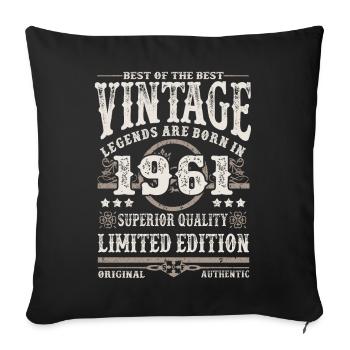 Legends are born in 1961 - Sofa pillowcase 17,3'' x 17,3'' (45 x 45 cm) - black - Front