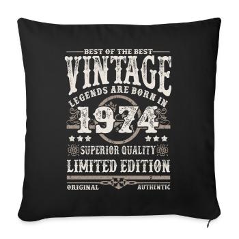 Legends are born in 1974 - Sofa pillowcase 17,3'' x 17,3'' (45 x 45 cm) - black - Front