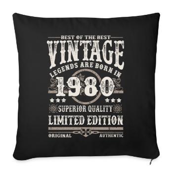 Legends are born in 1980 - Sofa pillowcase 17,3'' x 17,3'' (45 x 45 cm) - black - Front