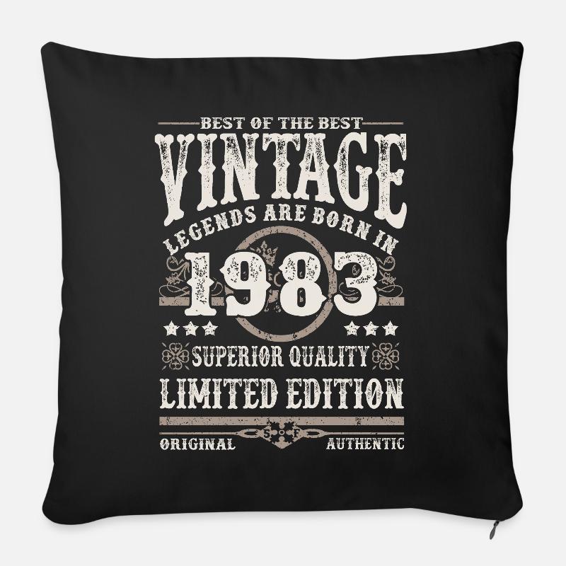 Les légendes sont nées en 1983 - Housse de coussin décorative 45 x 45 cm - noir