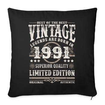 Legends are born in 1991 - Sofa pillowcase 17,3'' x 17,3'' (45 x 45 cm) - black - Front