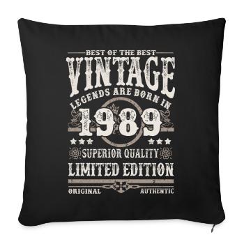 Legends are born in 1989 - Sofa pillowcase 17,3'' x 17,3'' (45 x 45 cm) - black - Front