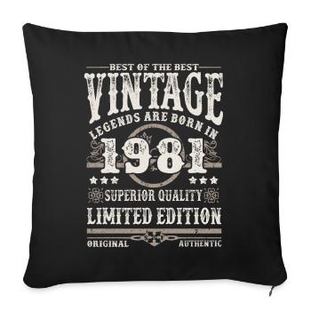 Legends are born in 1981 - Sofa pillowcase 17,3'' x 17,3'' (45 x 45 cm) - black - Front