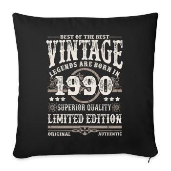 Legends are born in 1990 - Sofa pillowcase 17,3'' x 17,3'' (45 x 45 cm) - black - Front
