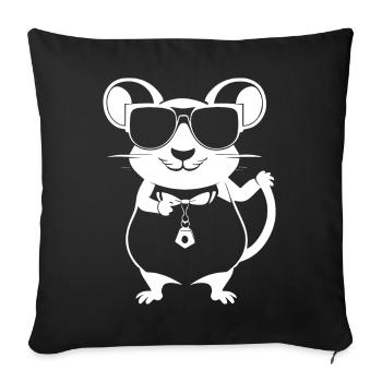 Funny Pet Rat with Sunglasses Fancy Rats - Sofa pillowcase 17,3'' x 17,3'' (45 x 45 cm) - black - Front