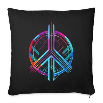 Peace Zeichen Frieden Bunt Neon Gegen Krieg Liebe - Sofakissenbezug 45 x 45 cm - Schwarz - Vorne