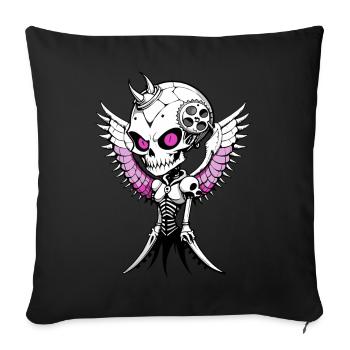 Angel Skull – Totenkopf Alien Engel FS0112 - Sofa pillowcase 17,3'' x 17,3'' (45 x 45 cm) - black - Front
