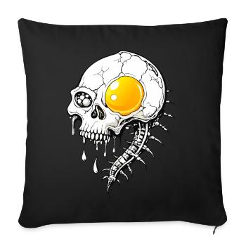 Fried Egg Skull // Skull Egg Fried FS0071 - Sofa pillowcase 17,3'' x 17,3'' (45 x 45 cm) - black - Front
