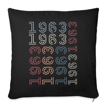 Né en 1963 Cadeau Anniversaire 1963 Retro 1963 - Housse de coussin décorative 45 x 45 cm - noir - Devant
