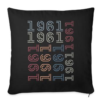 Born In 1961 Birthday Gift 1961 Retro 1961 - Sofa pillowcase 17,3'' x 17,3'' (45 x 45 cm) - black - Front