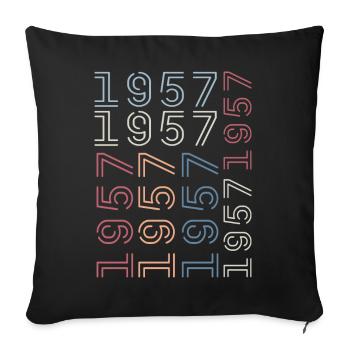 Né en 1957 Cadeau Anniversaire 1957 Retro 1957 - Housse de coussin décorative 45 x 45 cm - noir - Devant