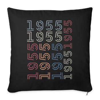 Born In 1955 Birthday Gift 1955 Retro 1955 - Sofa pillowcase 17,3'' x 17,3'' (45 x 45 cm) - black - Front