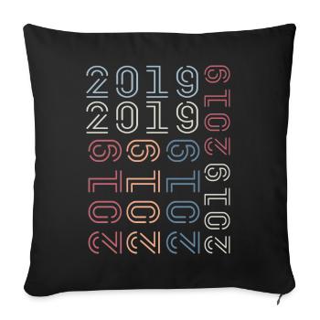 Né en 2019 Cadeau Anniversaire 2019 Retro 2019 - Housse de coussin décorative 45 x 45 cm - noir - Devant