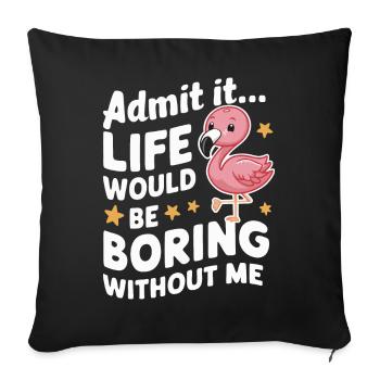 Flamingo Animal Pink - Sofa pillowcase 17,3'' x 17,3'' (45 x 45 cm) - black - Front