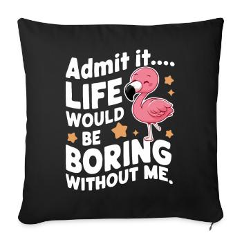 Flamingo Animal Pink - Sofa pillowcase 17,3'' x 17,3'' (45 x 45 cm) - black - Front