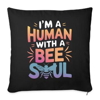abeille abeille apicultrice abeille abeille - Housse de coussin décorative 45 x 45 cm - noir - Devant