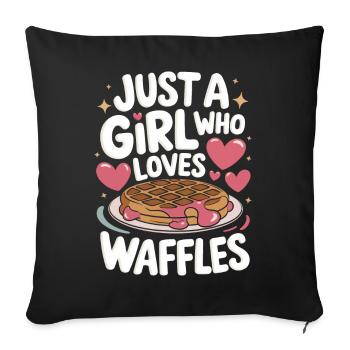 Gaufres Bonbons pour le petit-déjeuner - Housse de coussin décorative 45 x 45 cm - noir - Devant