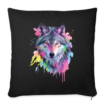 Wolf Wolf Head Predator Forest Nature Wilderness Art - Sofa pillowcase 17,3'' x 17,3'' (45 x 45 cm) - black - Front